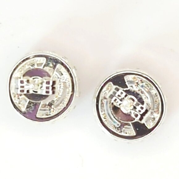 Sparkling Crystal Rhineston Silver Stone Round Stud Earrings - Picture 3 of 3